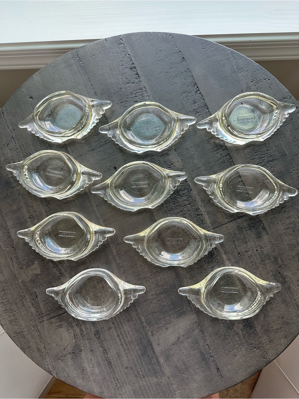 Vintage Glasbake Crab Imperial Dishes Set of 10 Clear Glass 6” Seafood Bakers
